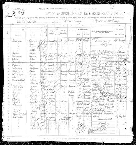 Passagierliste Cincinnati